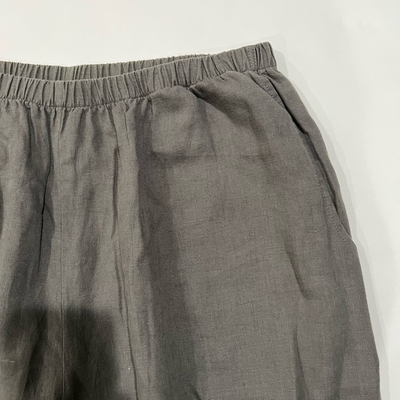 FLAX Adjustable Leg Pull-on Cropped Linen Pants - Picture 3 of 5